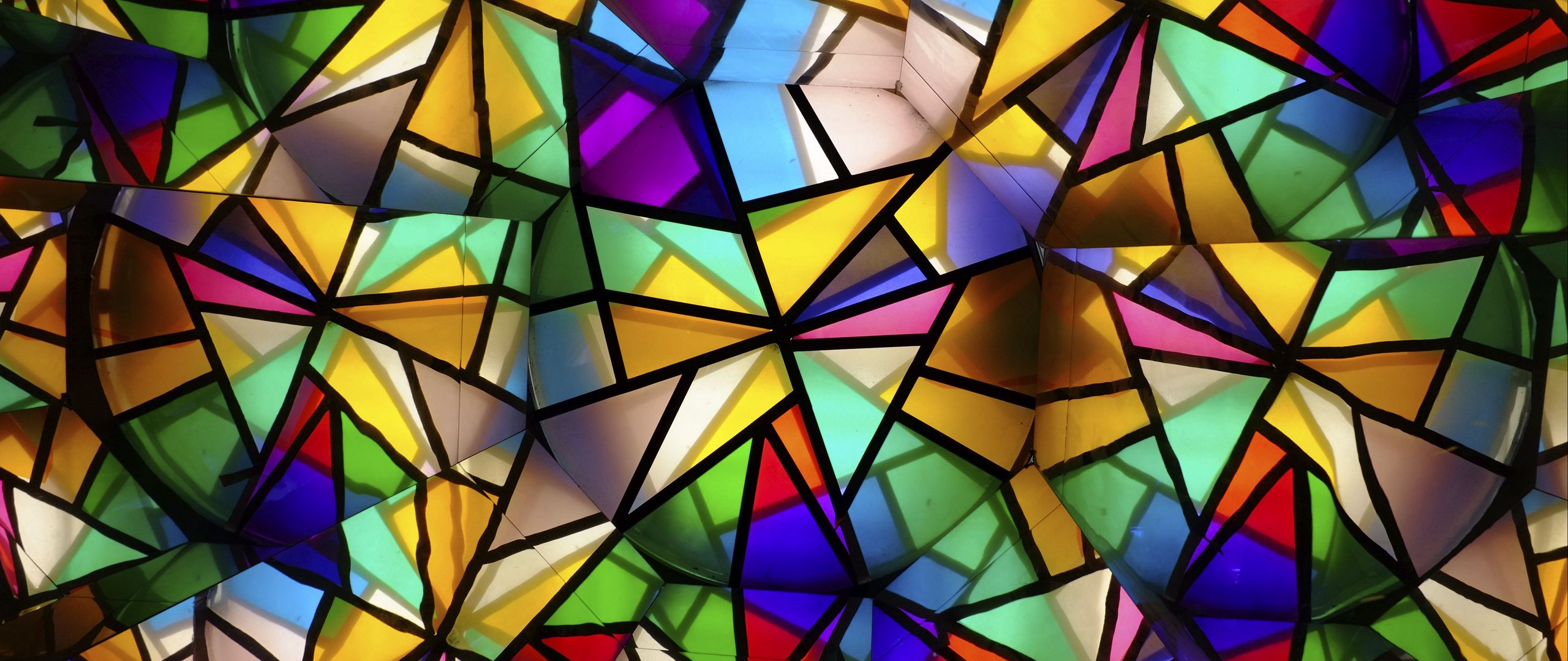 Download wallpaper 2560x1080 stained glass, colorful, glass fragments dual  wide 1080p hd background