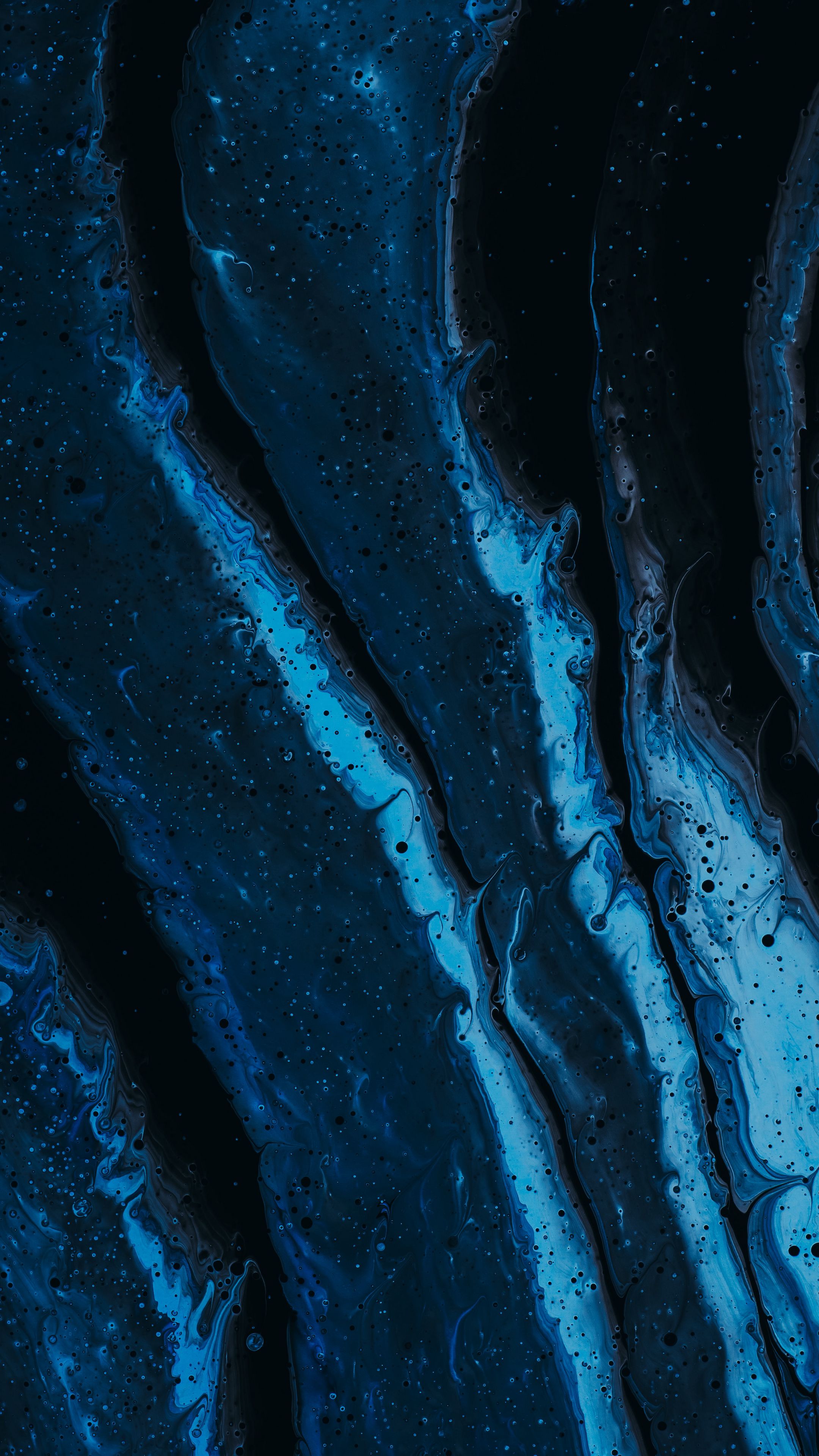 Download wallpaper 2160x3840 stains, liquid, paint, abstraction, blue ...