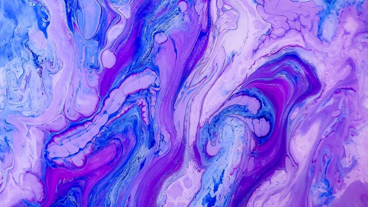 Wallpaper stains, paint, liquid, abstraction, purple, blue