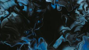Preview wallpaper stains, paint, liquid, abstraction, blue, black