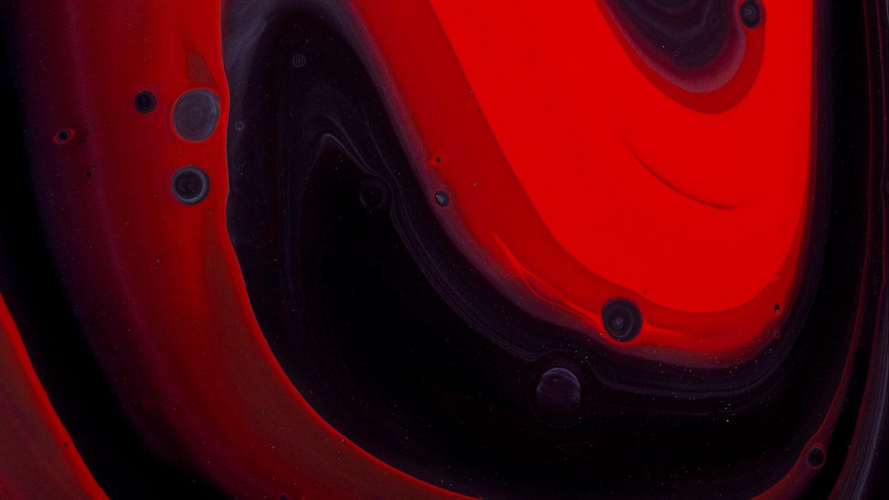 Wallpaper stains, paint, liquid, red, black, abstraction