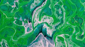 Preview wallpaper stains, paint, liquid, macro, abstraction, green