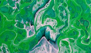 Preview wallpaper stains, paint, liquid, macro, abstraction, green