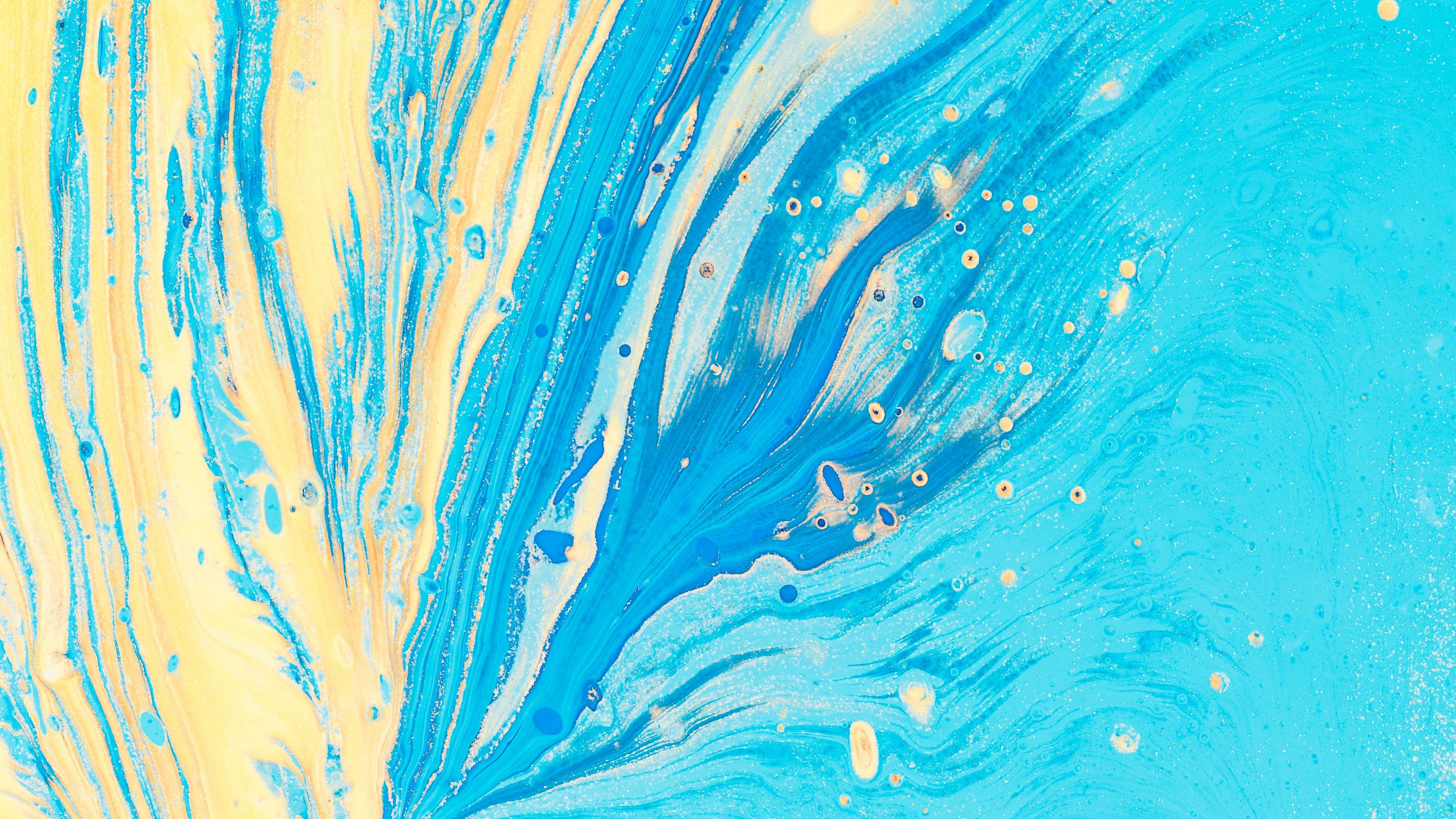 Download wallpaper 3840x2160 stains, spots, paint, abstraction, blue