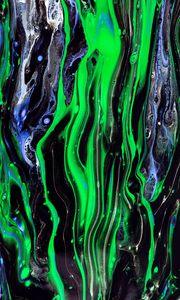 Preview wallpaper stains, waves, paint, liquid, abstraction, green