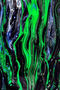 Preview wallpaper stains, waves, paint, liquid, abstraction, green