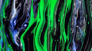 Preview wallpaper stains, waves, paint, liquid, abstraction, green