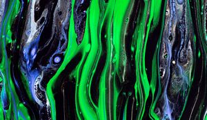 Preview wallpaper stains, waves, paint, liquid, abstraction, green