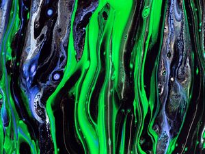Preview wallpaper stains, waves, paint, liquid, abstraction, green
