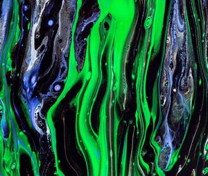 Preview wallpaper stains, waves, paint, liquid, abstraction, green