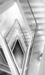 Preview wallpaper staircase, aerial view, art, bw
