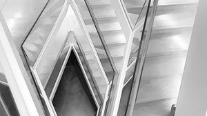 Preview wallpaper staircase, aerial view, art, bw