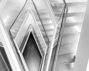 Preview wallpaper staircase, aerial view, art, bw