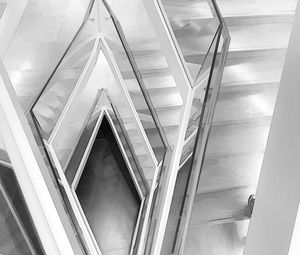 Preview wallpaper staircase, aerial view, art, bw