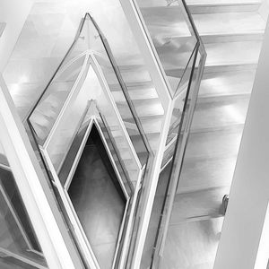 Preview wallpaper staircase, aerial view, art, bw