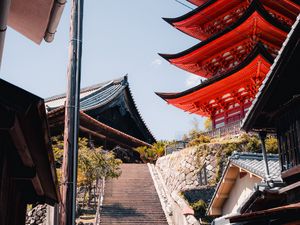 Preview wallpaper staircase, buildings, pagoda, asia, architecture