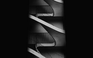 Preview wallpaper staircase, bw, minimalism, dark, architecture