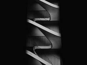 Preview wallpaper staircase, bw, minimalism, dark, architecture