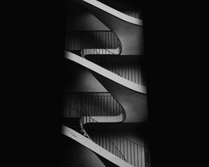 Preview wallpaper staircase, bw, minimalism, dark, architecture