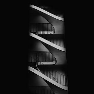 Preview wallpaper staircase, bw, minimalism, dark, architecture