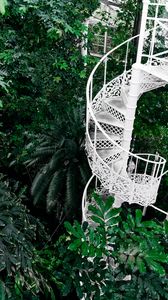 Preview wallpaper staircase, circular, botanical garden, green, plants