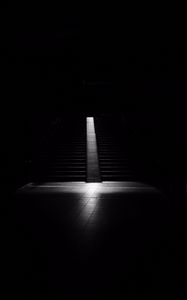 Preview wallpaper staircase, dark, bw, room, darkness