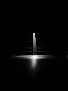 Preview wallpaper staircase, dark, bw, room, darkness