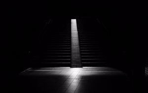 Preview wallpaper staircase, dark, bw, room, darkness