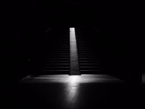 Preview wallpaper staircase, dark, bw, room, darkness