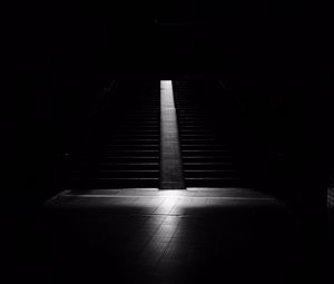 Preview wallpaper staircase, dark, bw, room, darkness