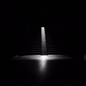 Preview wallpaper staircase, dark, bw, room, darkness