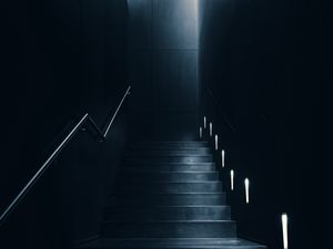 Preview wallpaper staircase, dark, room, backlight, lighting