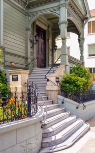 Preview wallpaper staircase, door, columns, building, architecture