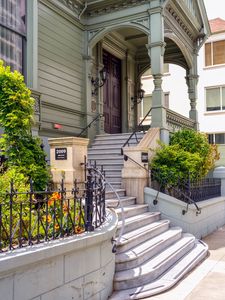 Preview wallpaper staircase, door, columns, building, architecture