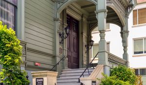 Preview wallpaper staircase, door, columns, building, architecture