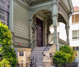 Preview wallpaper staircase, door, columns, building, architecture