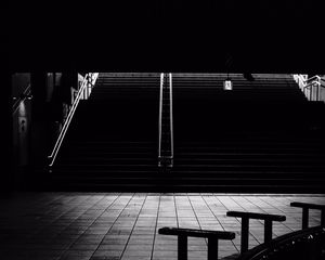 Preview wallpaper staircase, railing, bw, dark