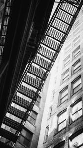 Preview wallpaper staircase, railings, buildings, facade, windows, bw