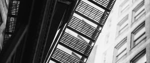 Preview wallpaper staircase, railings, buildings, facade, windows, bw