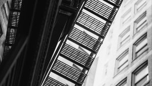 Preview wallpaper staircase, railings, buildings, facade, windows, bw