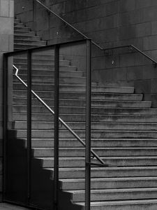 Preview wallpaper staircase, railings, shadows, black and white