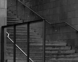 Preview wallpaper staircase, railings, shadows, black and white