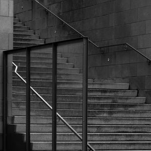 Preview wallpaper staircase, railings, shadows, black and white