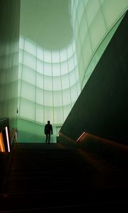 Preview wallpaper staircase, silhouette, dark, building, room