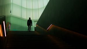 Preview wallpaper staircase, silhouette, dark, building, room