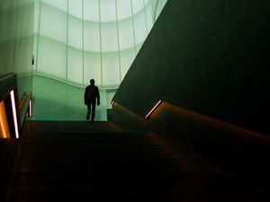 Preview wallpaper staircase, silhouette, dark, building, room