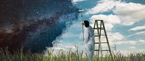 Preview wallpaper staircase, sky, space, art