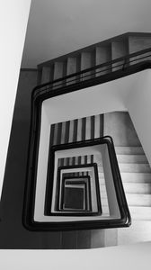 Preview wallpaper staircase, spiral, aerial view, black and white