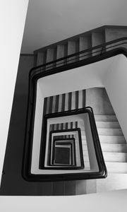 Preview wallpaper staircase, spiral, aerial view, black and white