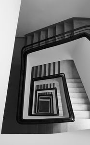 Preview wallpaper staircase, spiral, aerial view, black and white